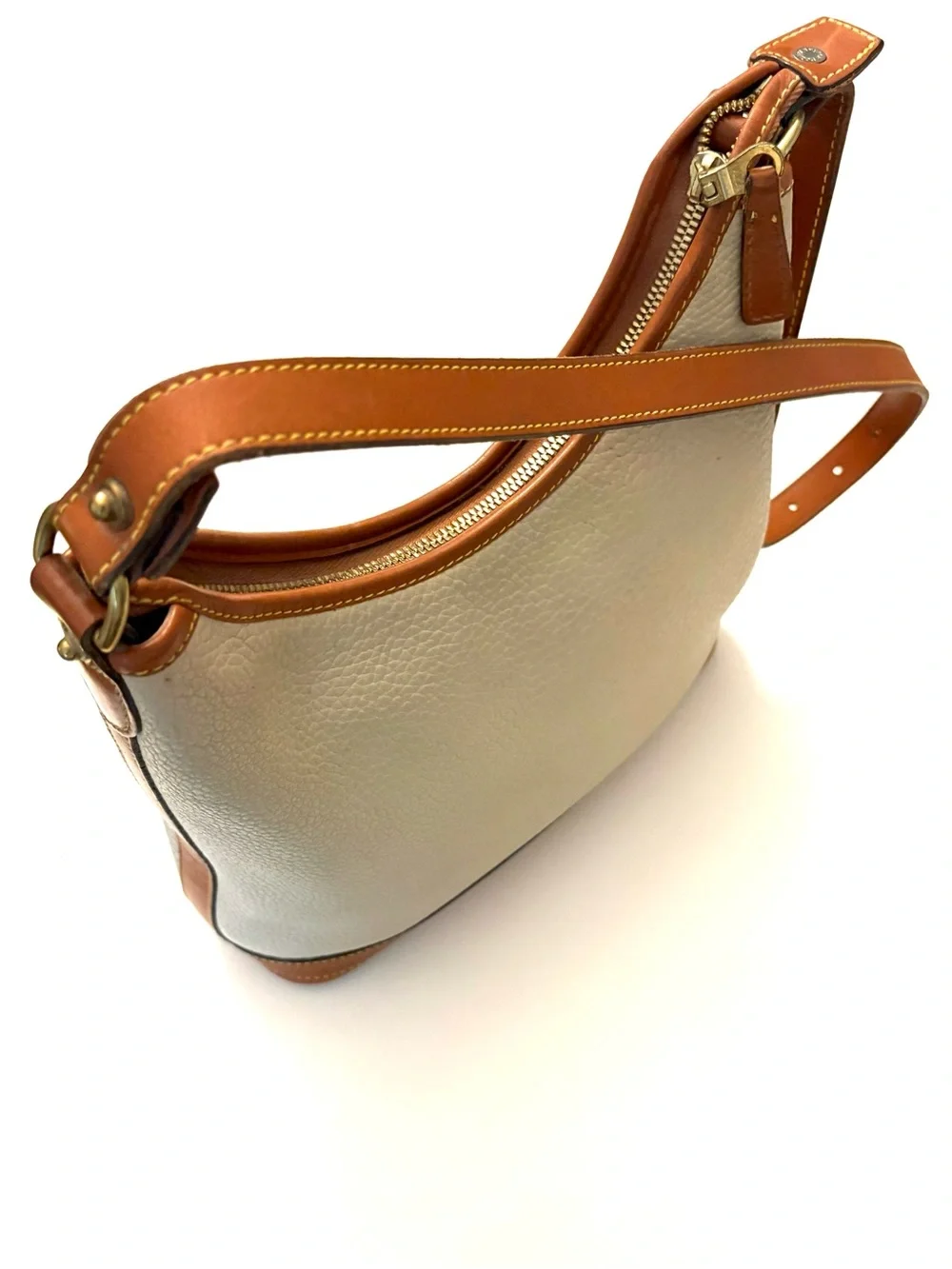 DOONEY & BOURKE Neutral Tan Pebbled All Weather Leather Hobo Bag Bucket
